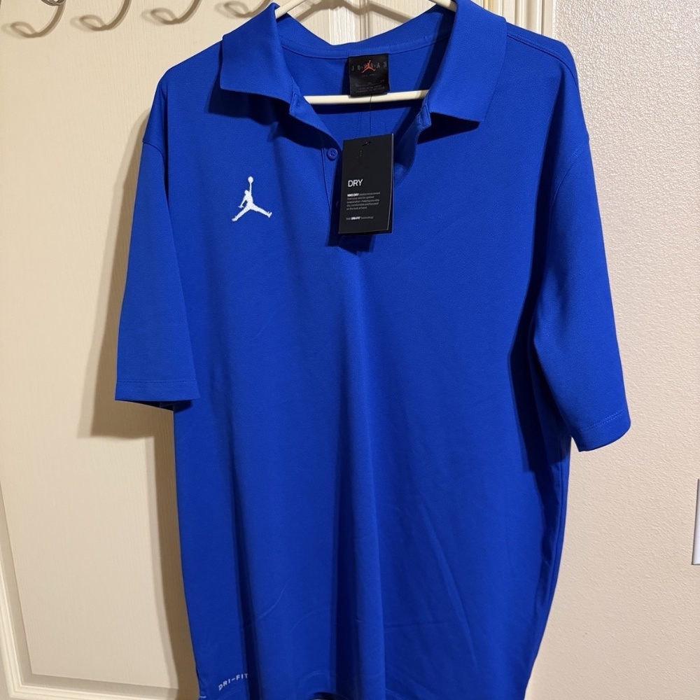 NWT men's 4X-large nike air jordan jumpman logo varsity Polo blue dri-fit
